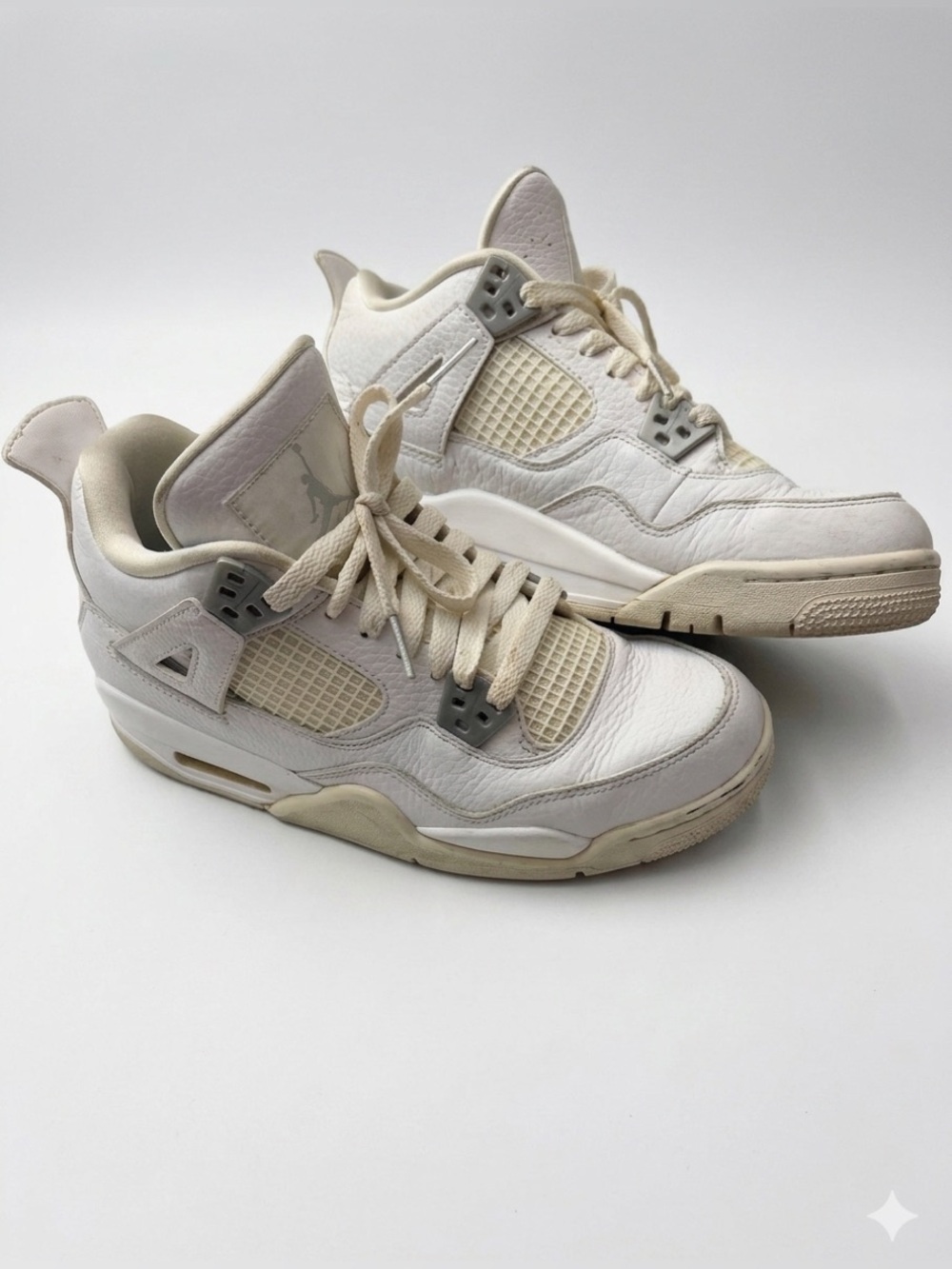 Nike Jordan 4 White Leather Pure Money Sporty Sneakers Size 5.5Y Unisex Boy Girl